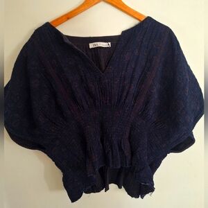 Zara Navy Blue Boho Top